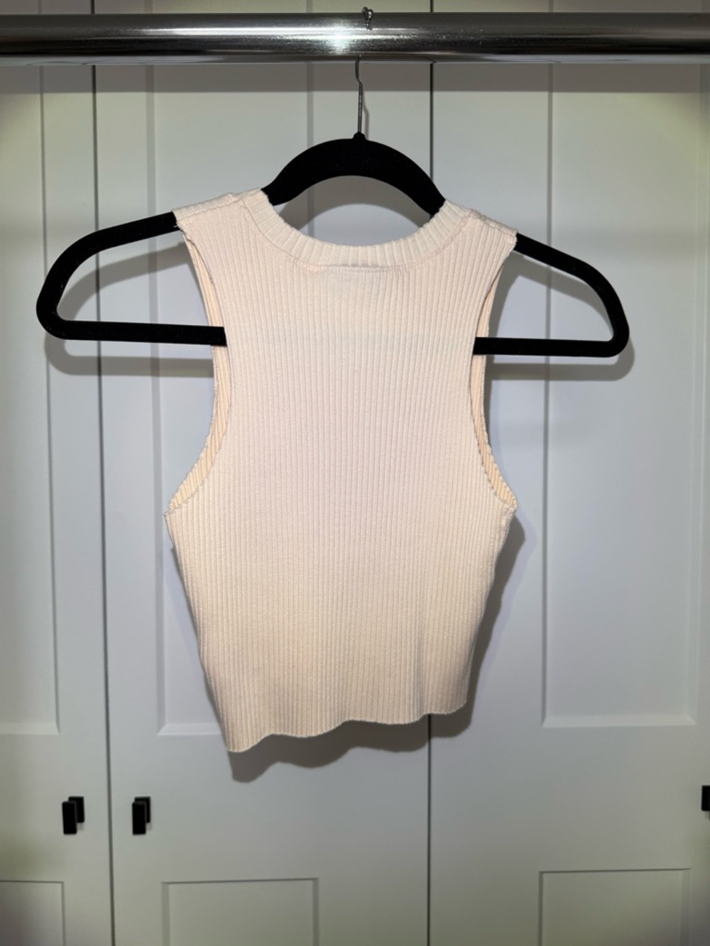 Topshop Cream Ribbed Tank Top - Picture 2 of 2